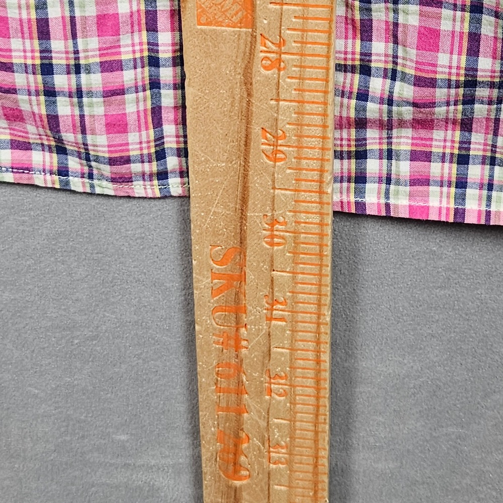Ralph Lauren Button Down Shirt Mens Medium Pink Plaid Short Sleeve Pony Logo - Picture 7 of 9